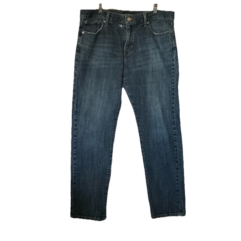 Lucky Brand 221 Straight Jeans Men 38x32 (Actual 38/31) Blue M Wash Distressed